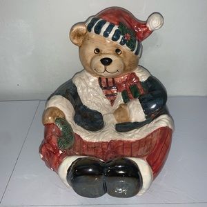 Vintage Christmas Bear Ceramic Candy Dish